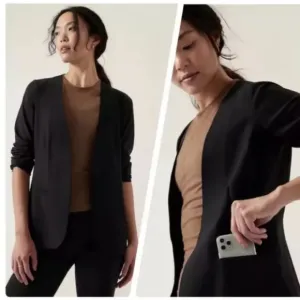 Athleta Avenue Blazer Size 14 Black Jacket with pockets Brand New Business Work