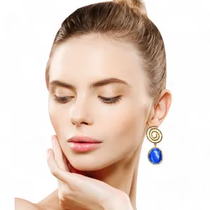 Aurora Navy Blue Spiral Gold Earrings