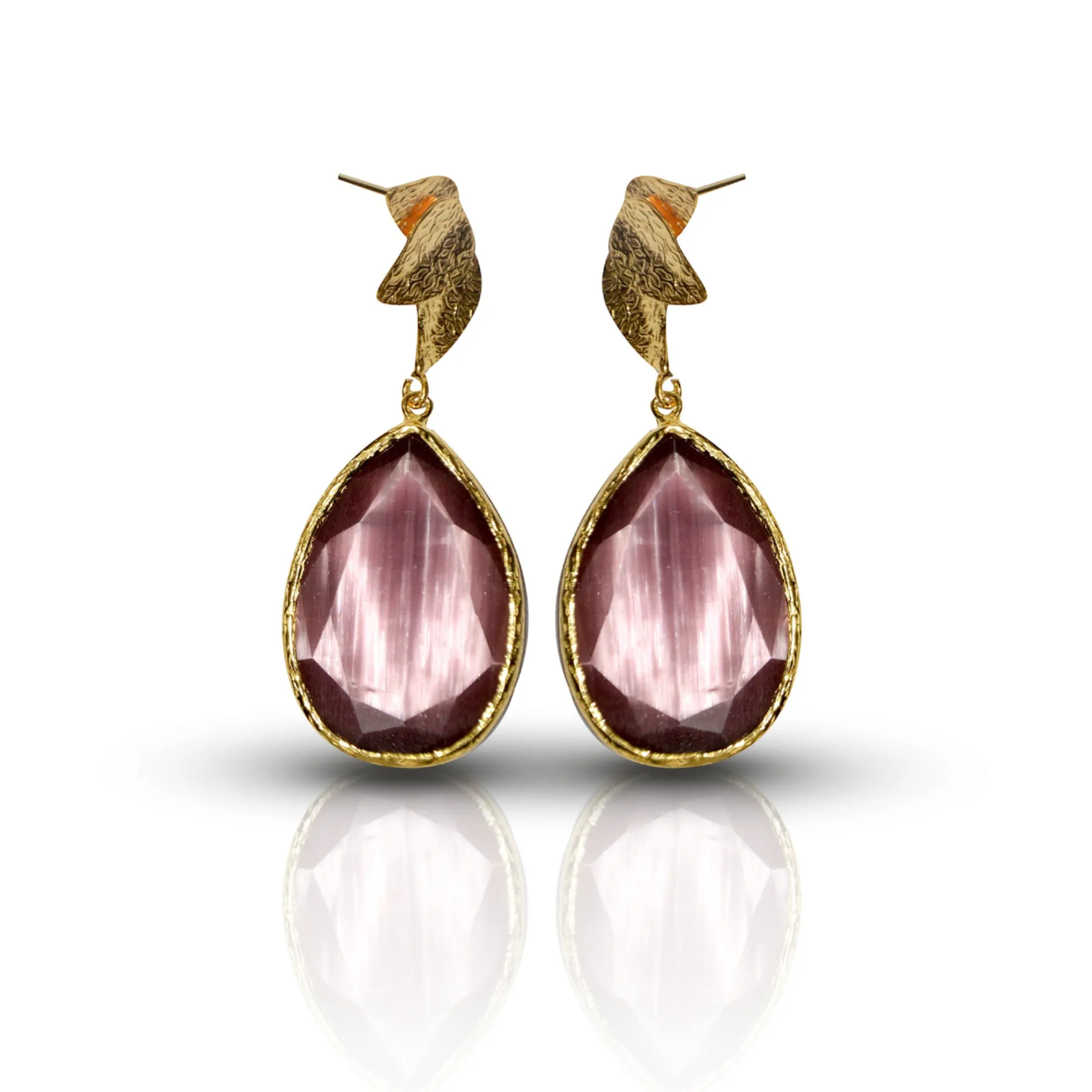 Aurora Purple Tulip Gold Earrings