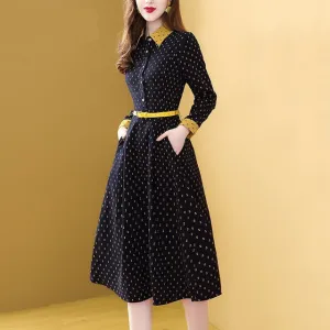 Autumn winter women dress france retro runway designer dress women long sleeve plaid print shirt dress ladies office work dress