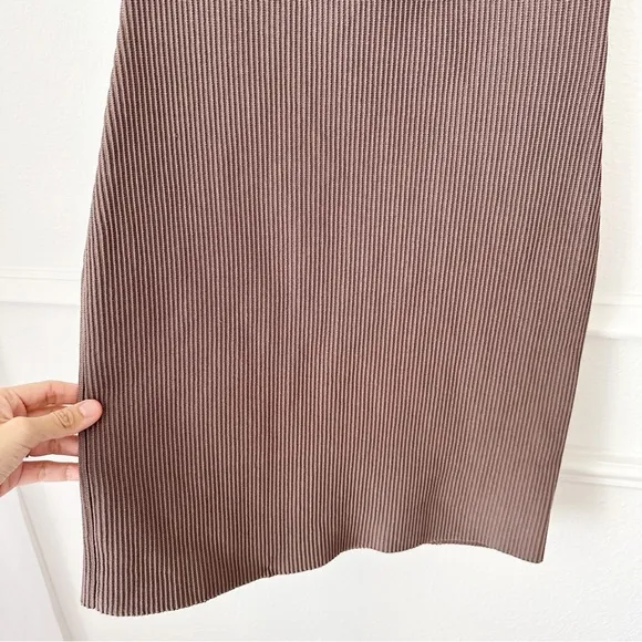 Babaton Scult Knit Crisscross Mini Dress in Deep Taupe sz M