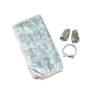 Baby Blanket White Bear Gift Set
