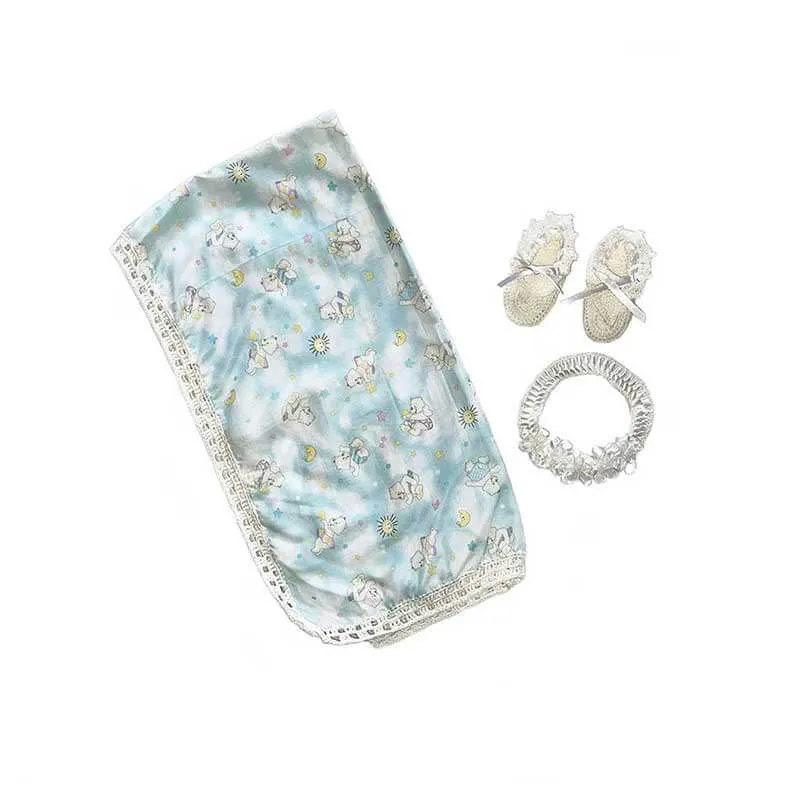 Baby Blanket White Bear Gift Set