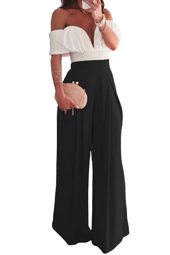 Backless top & wide-leg pants suit