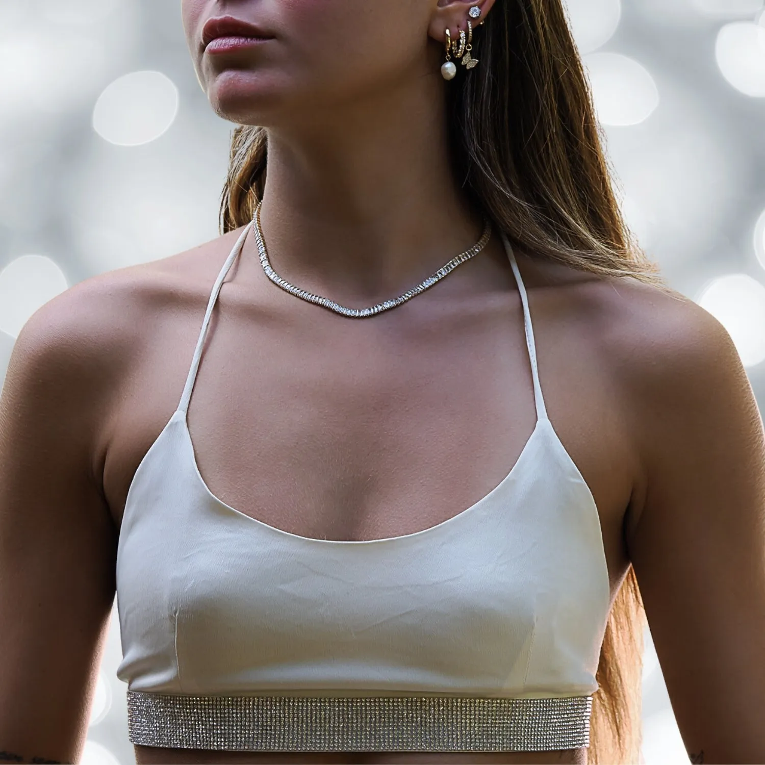 Baguette Diamond Gold Fashion Choker Necklace