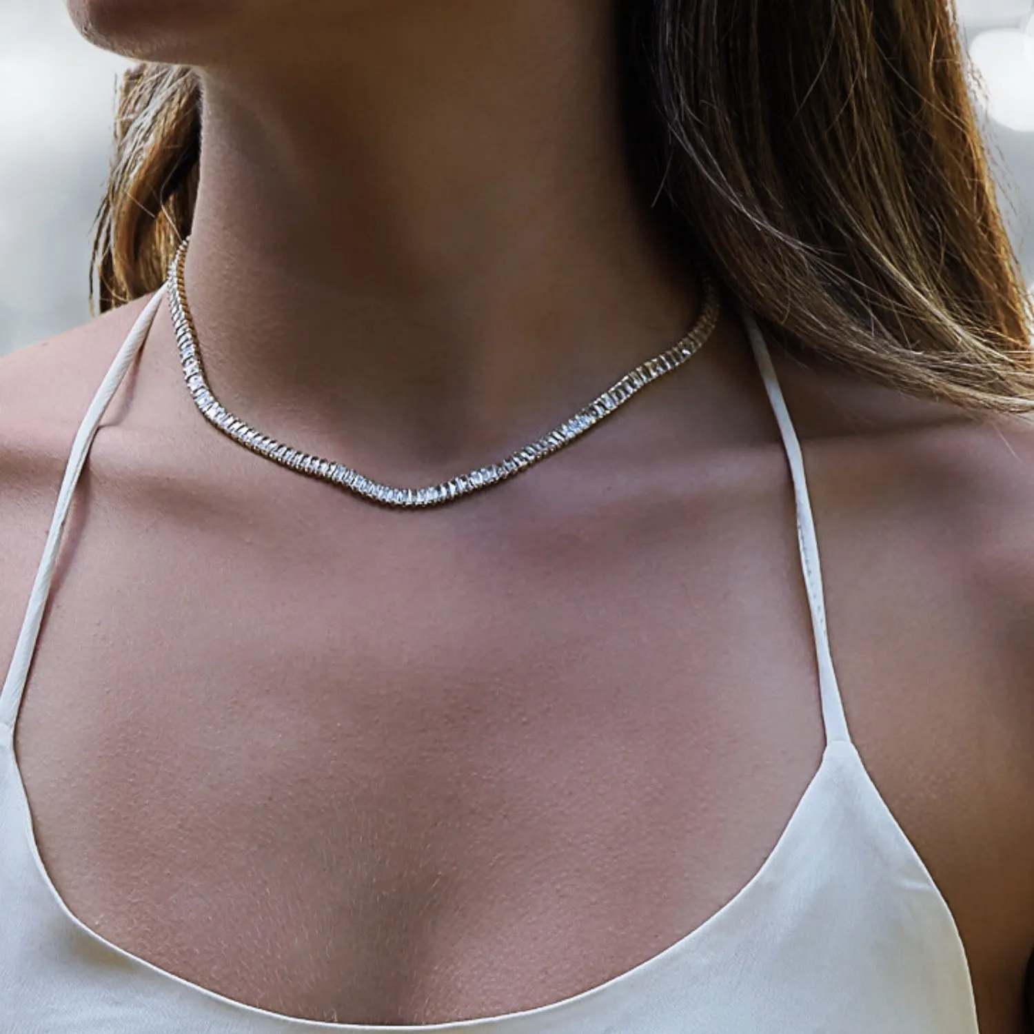 Baguette Diamond Gold Fashion Choker Necklace
