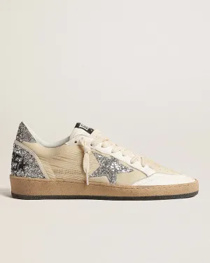 ballstar nylon with glitter star and heel - white/beige/silver