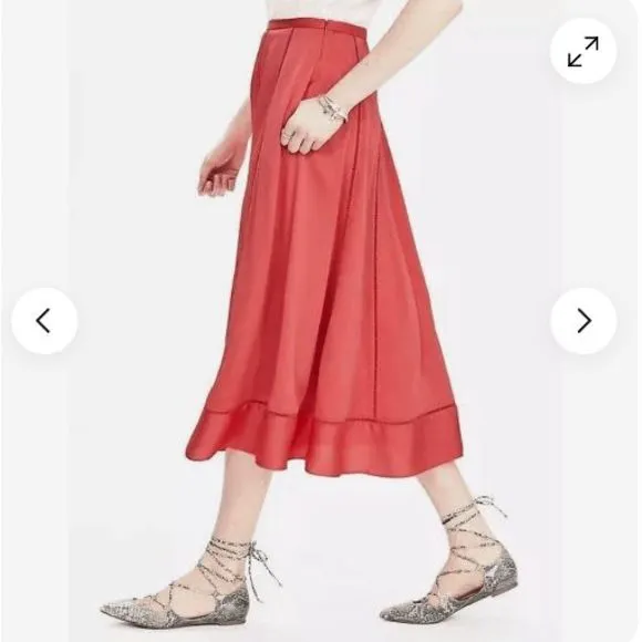Banana Republic NWT Midi Sweep Skirt, Perfect coral Midi Skirt, Sz 14, MSRP $114