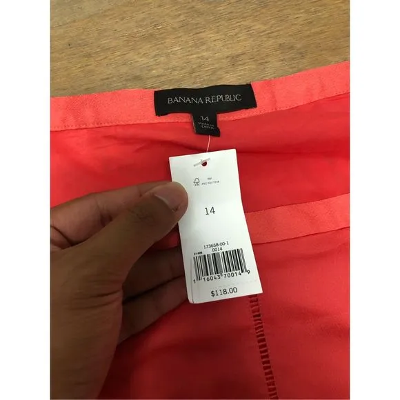 Banana Republic NWT Midi Sweep Skirt, Perfect coral Midi Skirt, Sz 14, MSRP $114