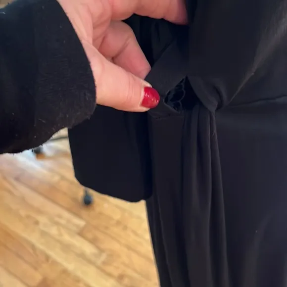 BANANA REPUBLIC size large black faux wrap long sleeve midi dress
