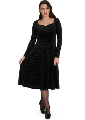 Banned Alternative Velvet Bat Swing Dress Black