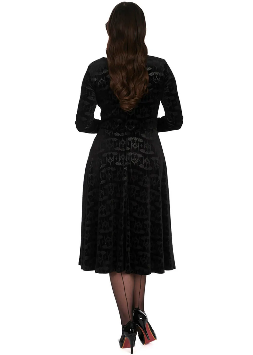 Banned Alternative Velvet Bat Swing Dress Black