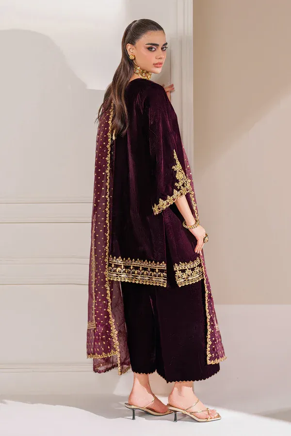 Baroque Formals Luxury Velvet Embroidered Unstitched Collection PR-1023 Maroon