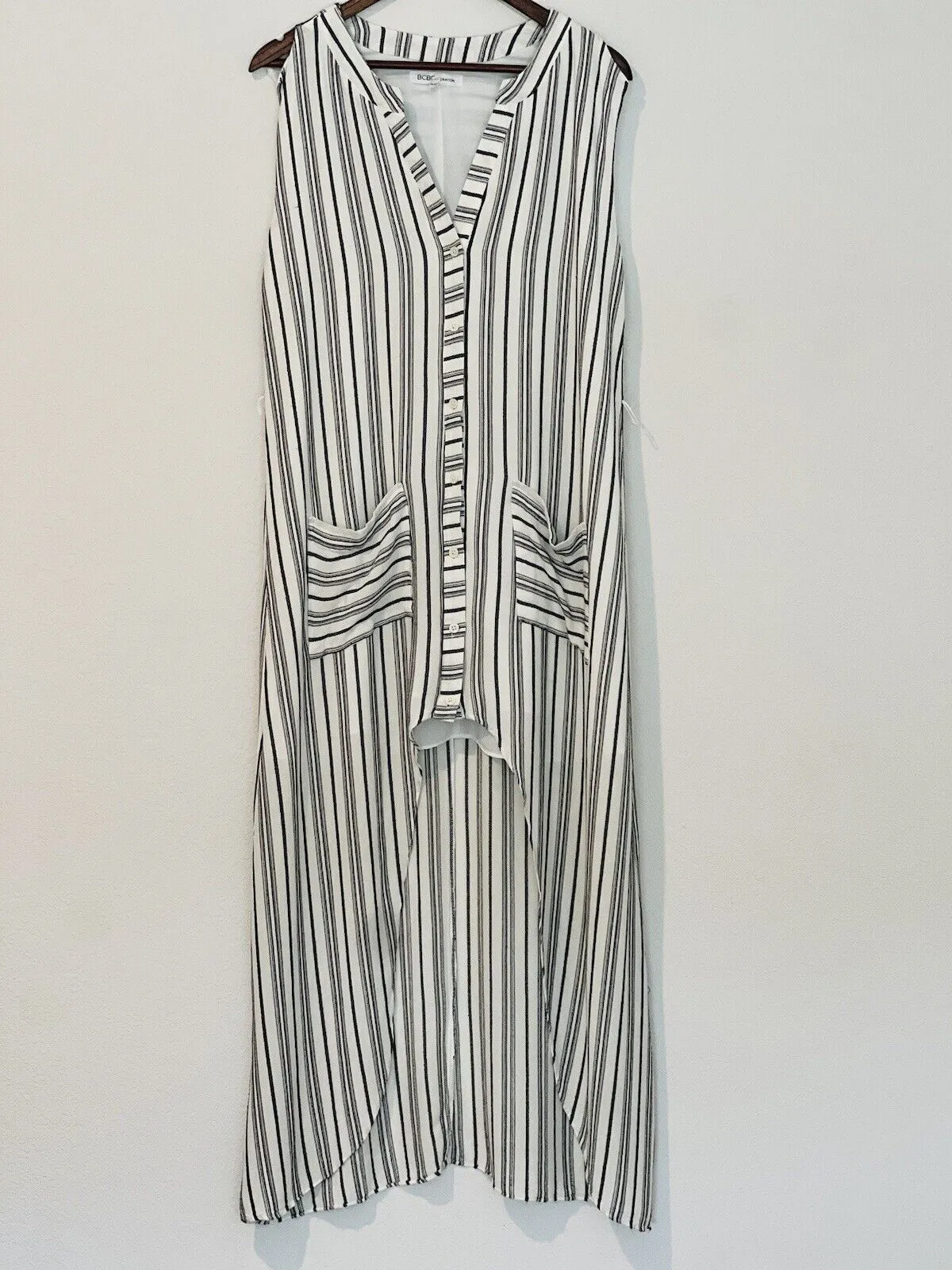 BCBG MAXAZRIA Dress High Low Womens Sz M Lagenlook Sleeveless A-Line