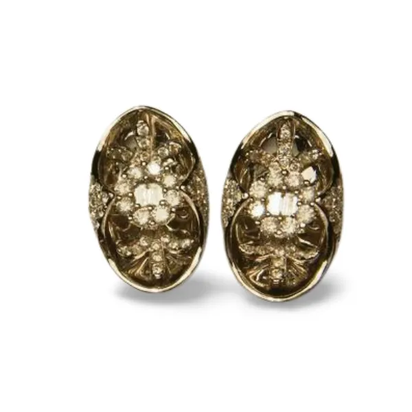 Beautiful 18K White Gold Diamond Floral Designer Earrings