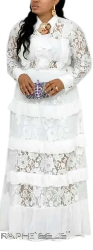 Beautiful Designed White Color Long Party Gown Maxi Style - 1 pcs with S, M, L, XL size