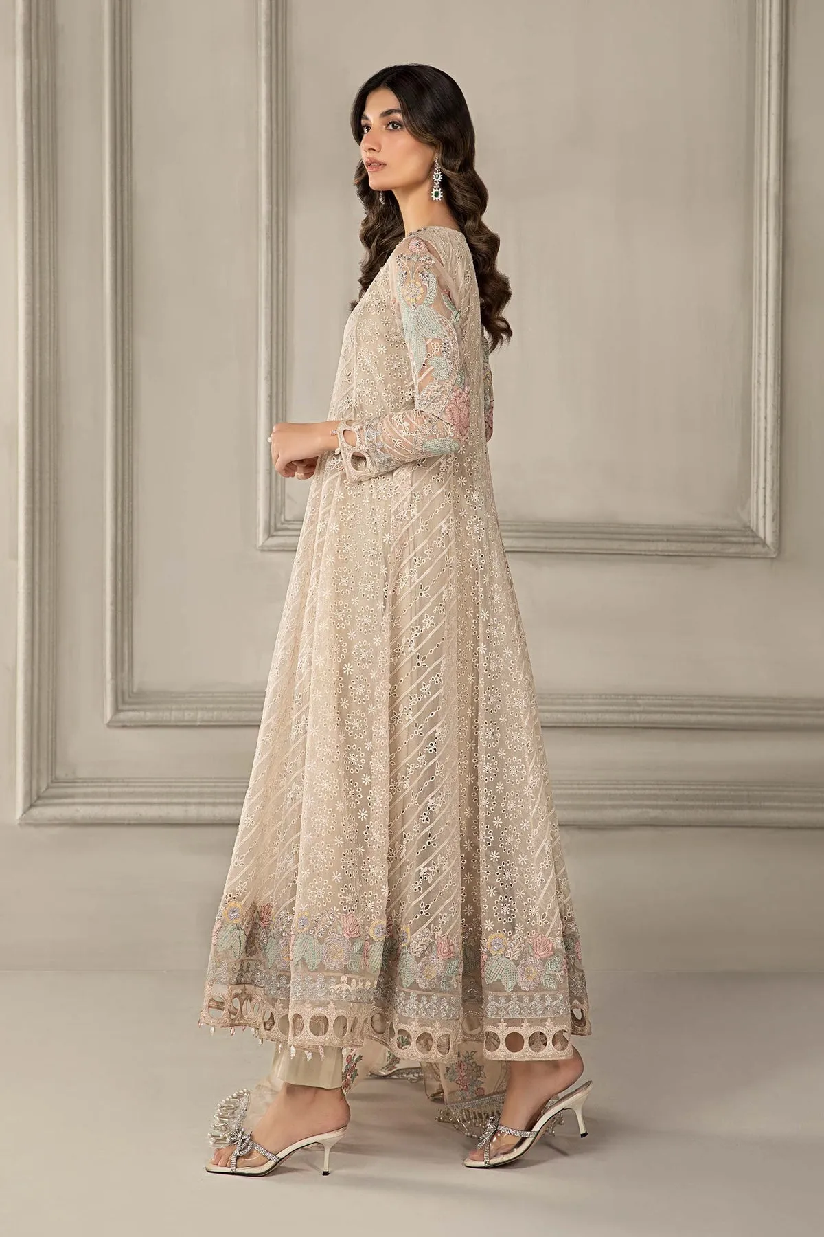 Beige Shade Designer Pakistani Party Dress Maria B Luxury Formal