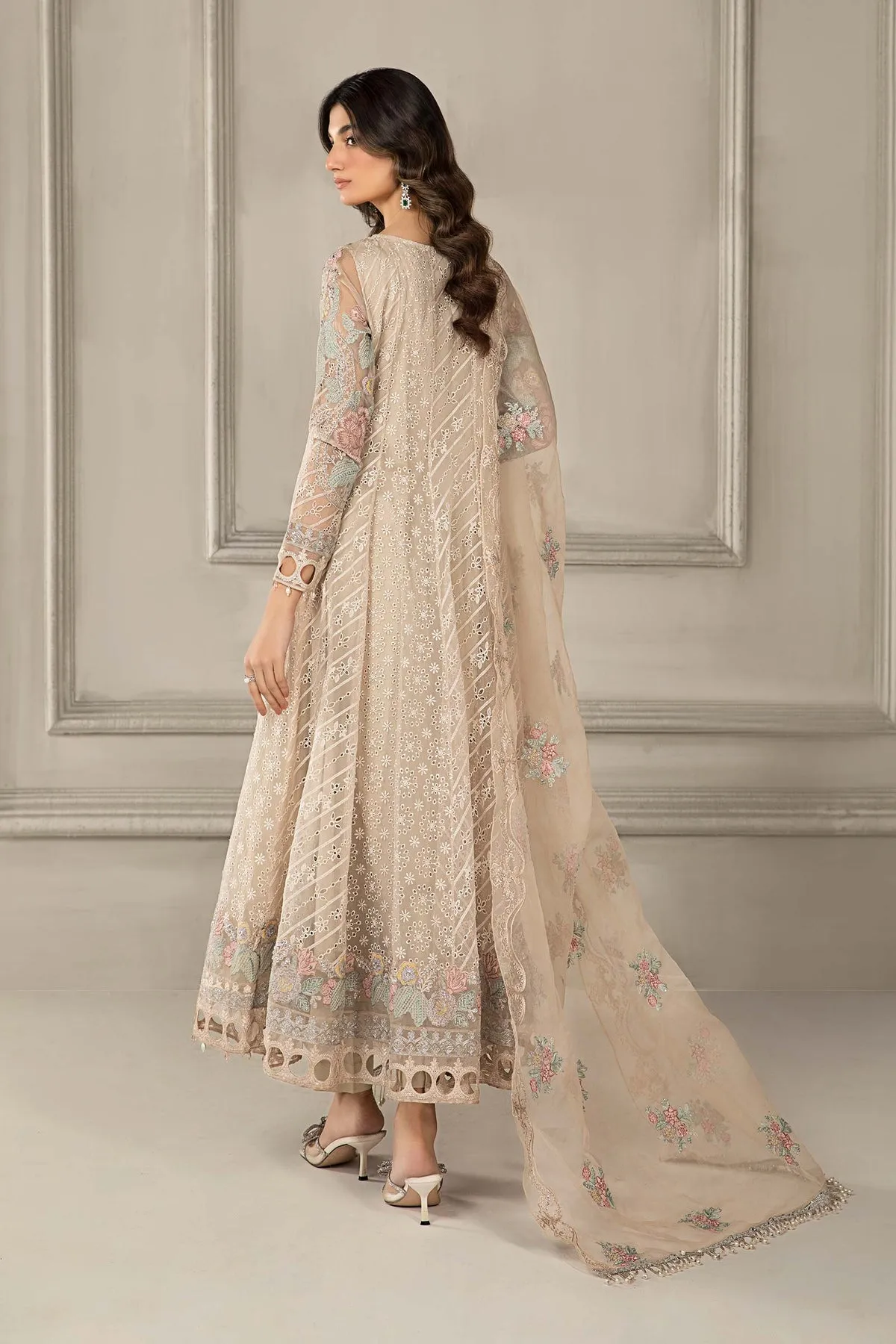 Beige Shade Designer Pakistani Party Dress Maria B Luxury Formal