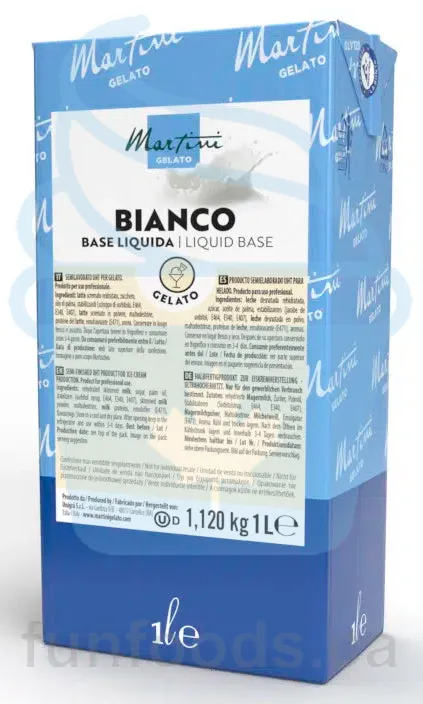 Bianco (White) Liquid Soft Serve Ice Cream Mix - Case of 1L x 12 or 5L Box - Pasteurized - Shelf-Stable - Made in Italy - Canadian Distribution