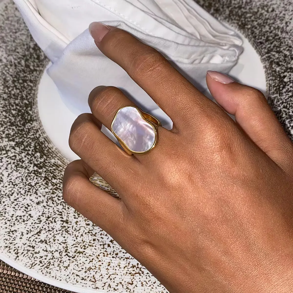 Big Mother of Pearl Ring