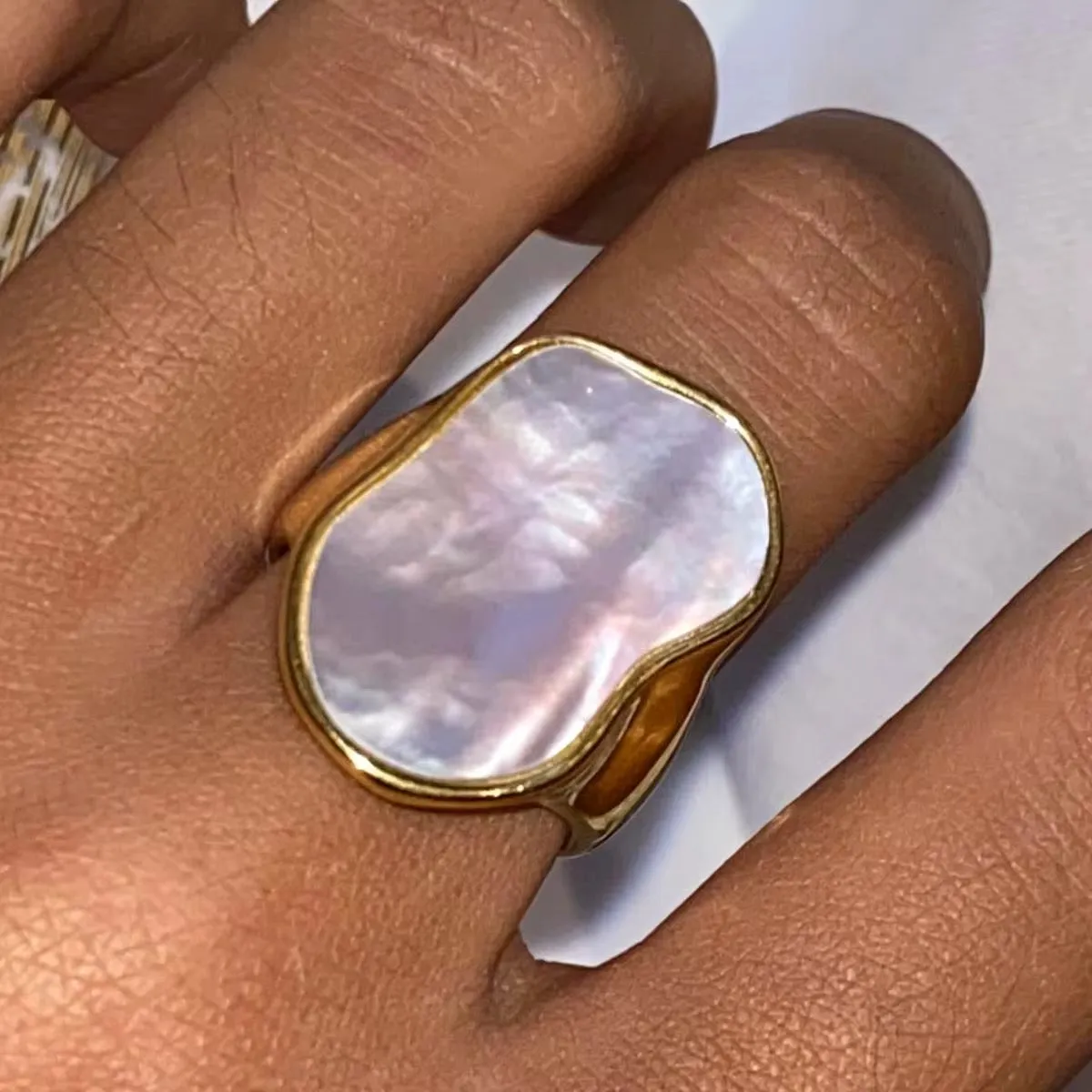 Big Mother of Pearl Ring