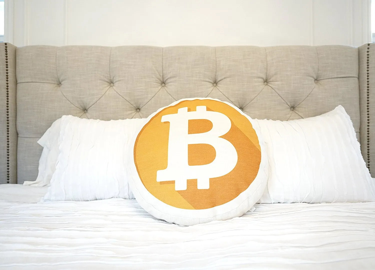 Bitcoin Decorative Throw Pillow Mining Your Own Business Soft Round Bed Pillow