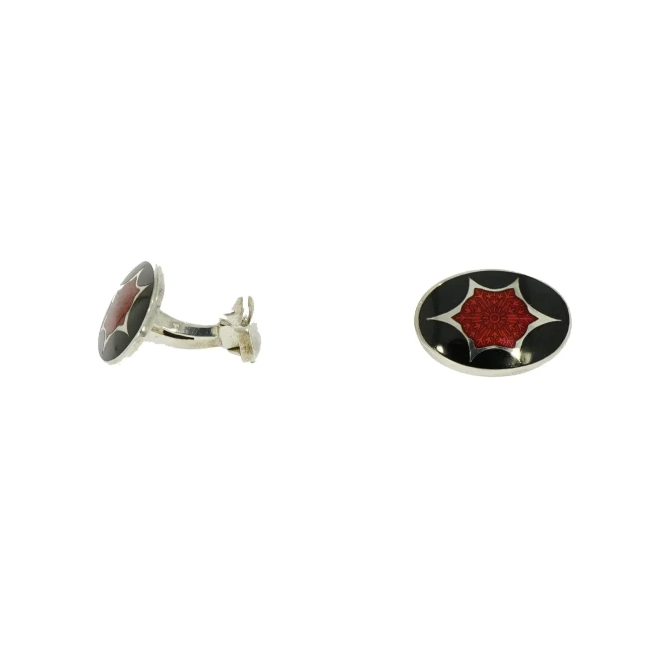 Black And Red Enameled Sterling Silver Formal Dress-Set By Brixton & Gill
