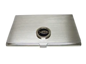 Black and Silver Toned Religious Ichthys Jesus Fish Business Card Holder