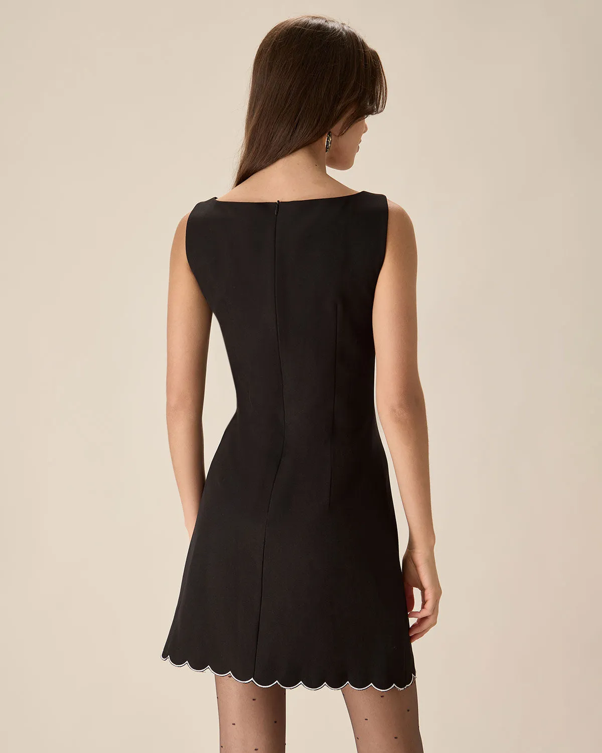 Black Contrasting Sleeveless Mini Dress