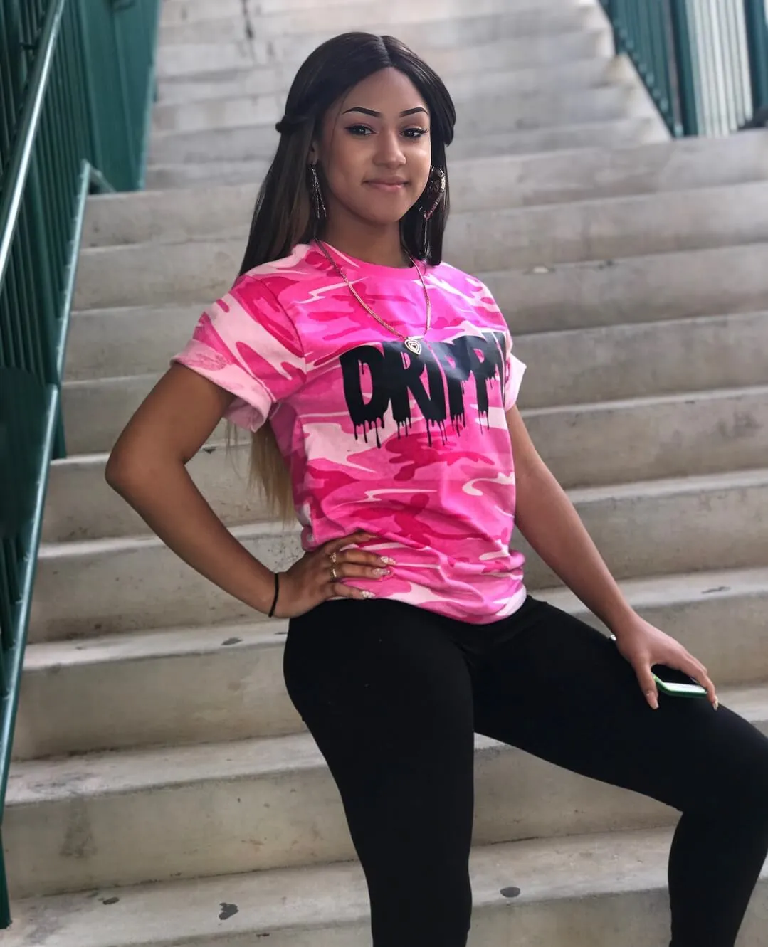 Black Drippin | Pink Camo Tee