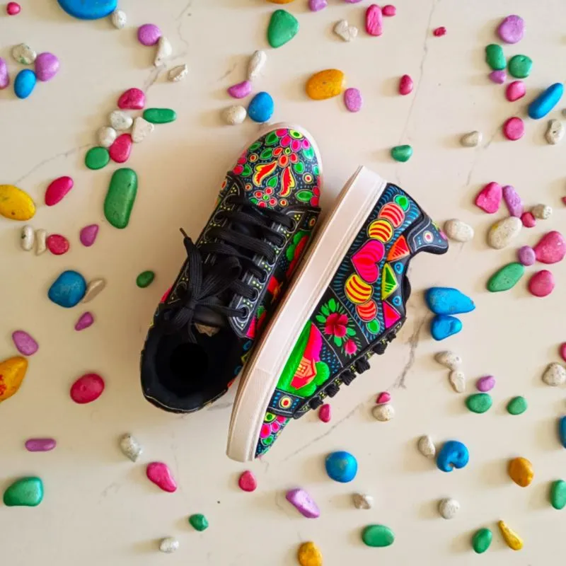 Black Hand Painted Sneakers