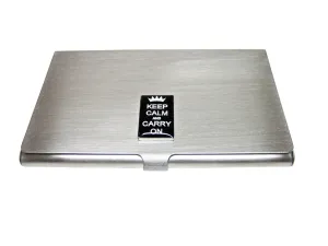 Black Keep Calm and Carry On Business Card Holder