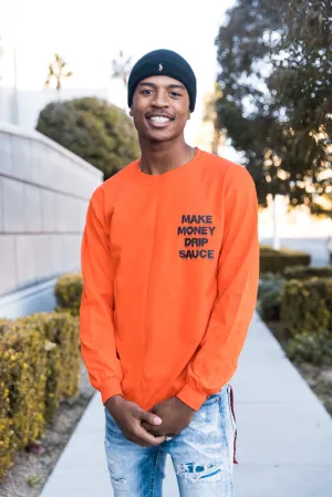 Black Make Money Drip Sauce | Orange Long Sleeve Tee