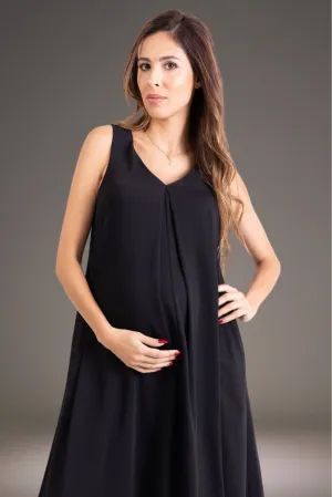 Black Maxi Trapeze, in Silky Crepe