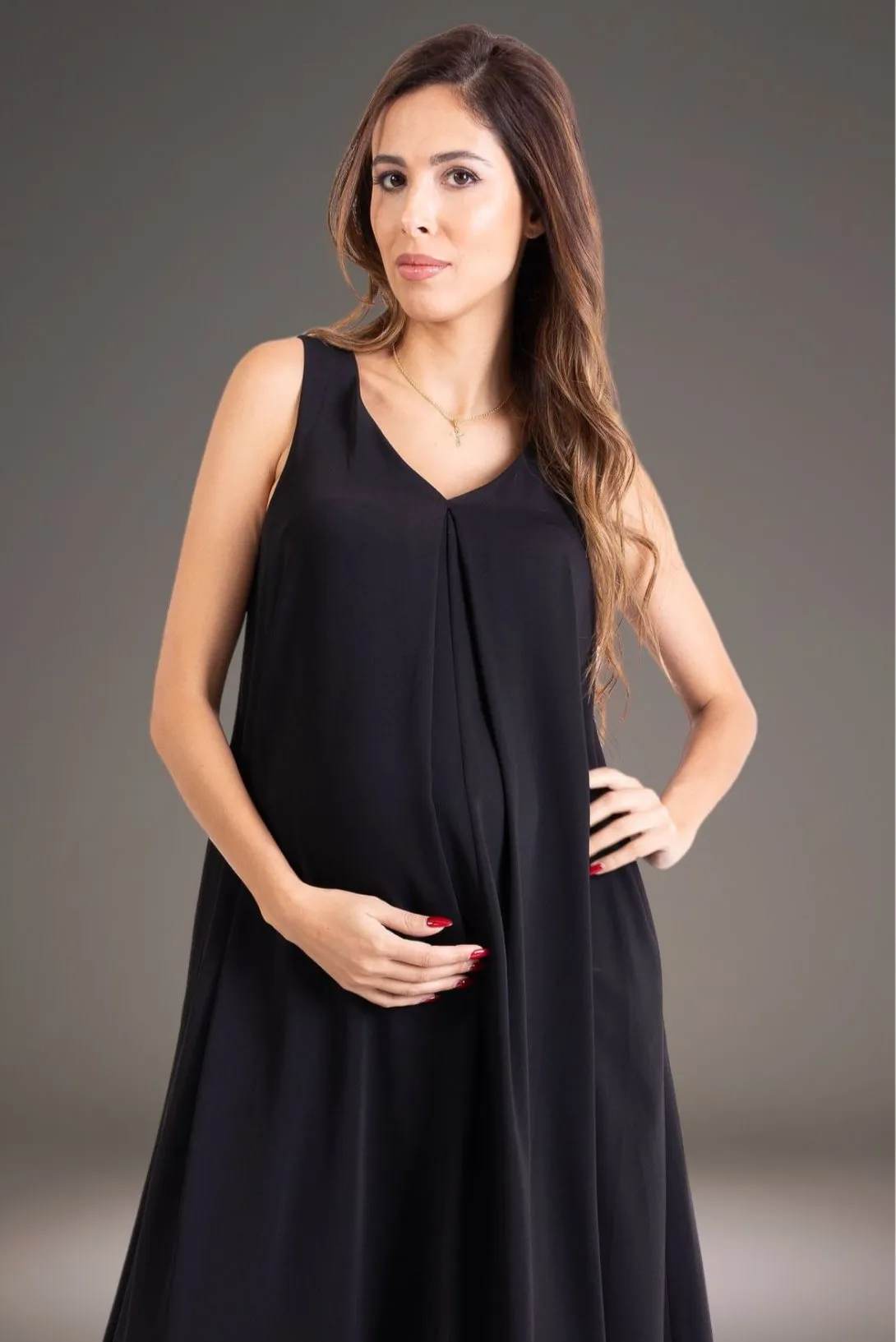 Black Maxi Trapeze, in Silky Crepe