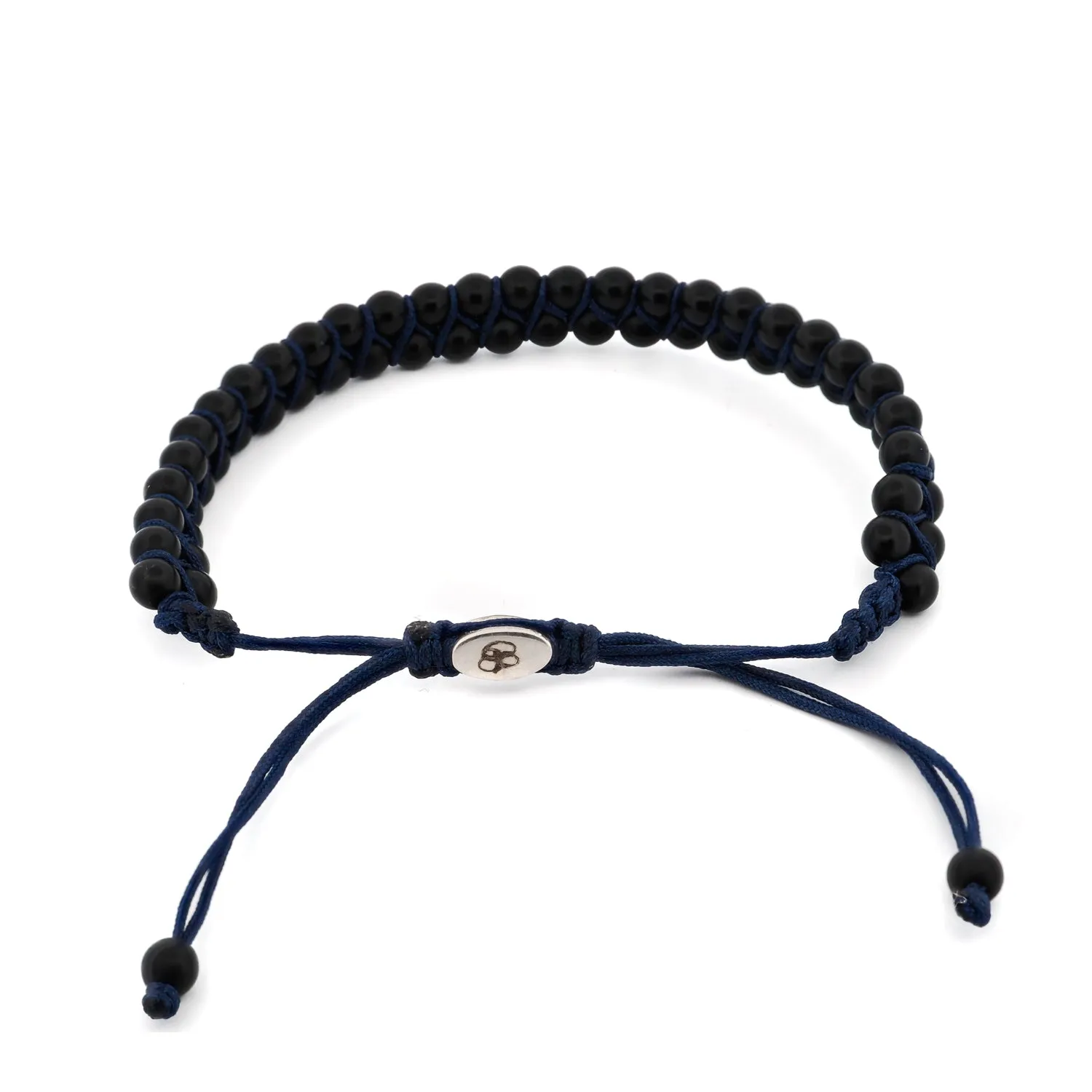 Black Onyx Stone Beaded Blue Rope Striking Bracelet