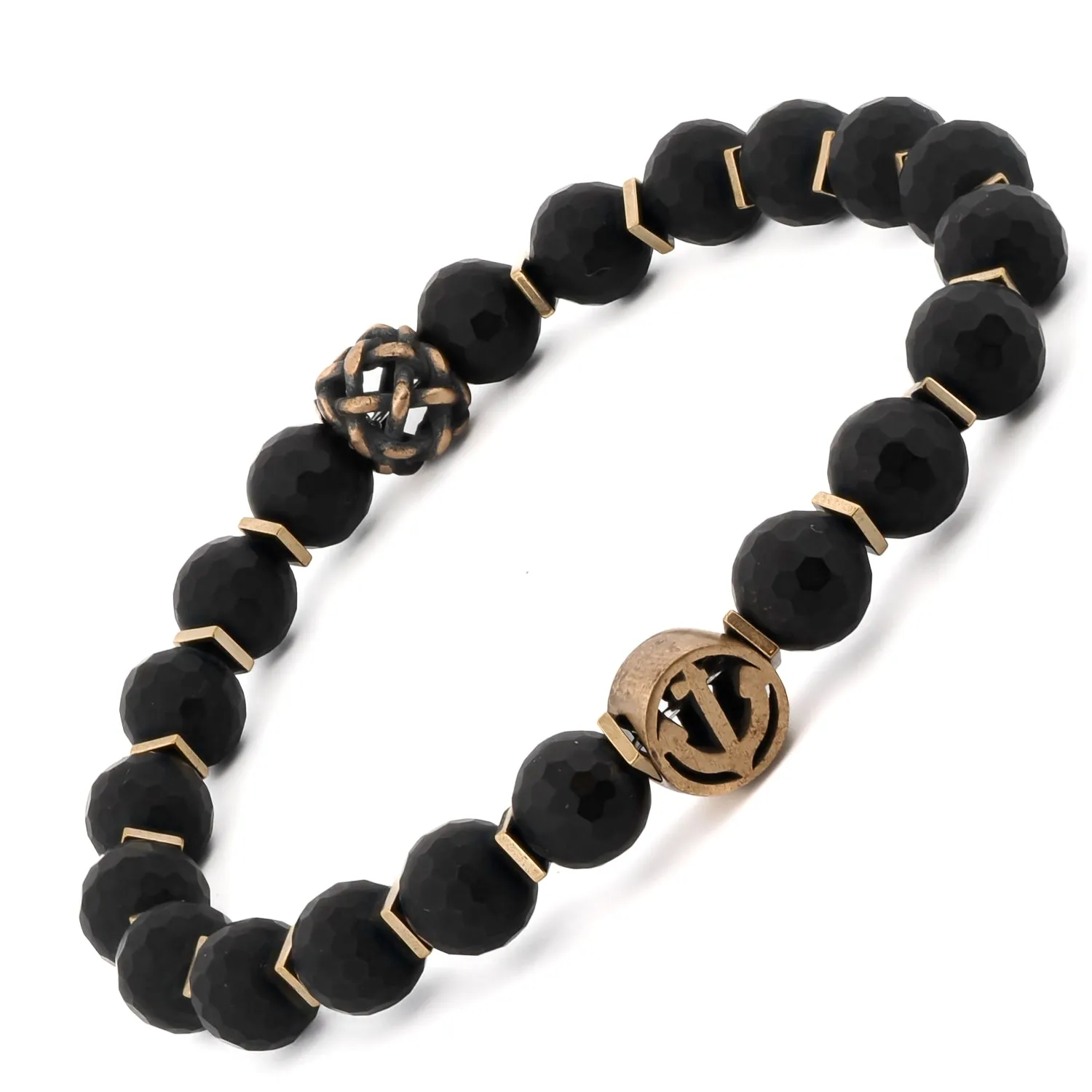 Black Onyx Stone Holy Spirit Anchor Bracelet
