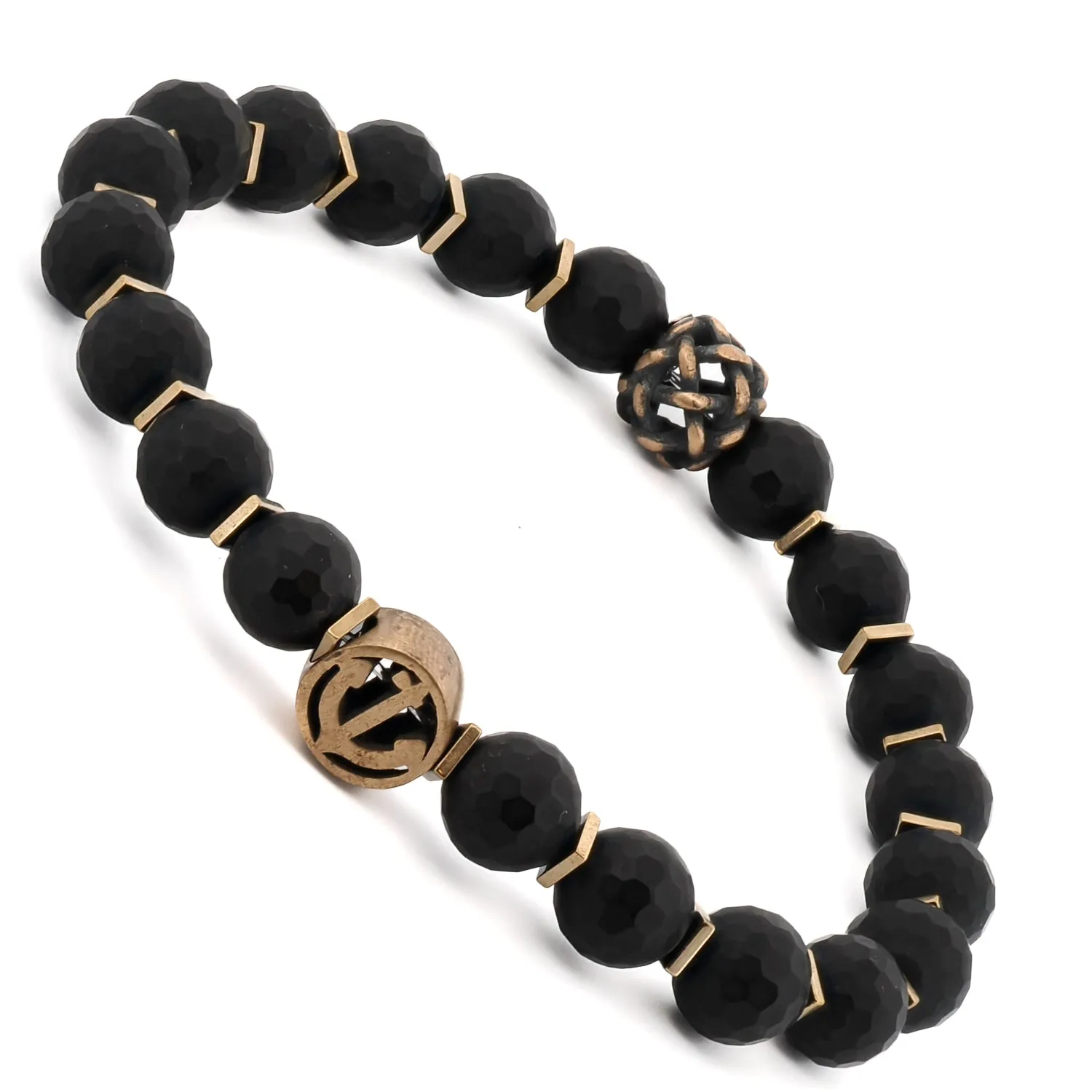 Black Onyx Stone Holy Spirit Anchor Bracelet