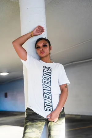 Black Outline SA Vibes (Vertical Big) | White Tee