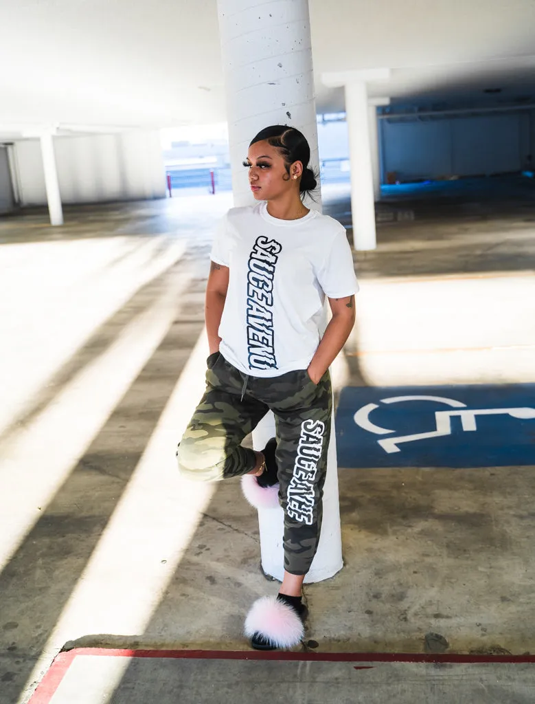 Black Outline SA Vibes (Vertical Big) | White Tee