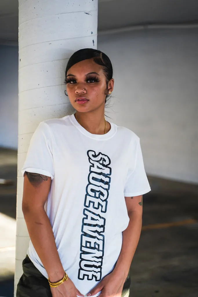 Black Outline SA Vibes (Vertical Big) | White Tee