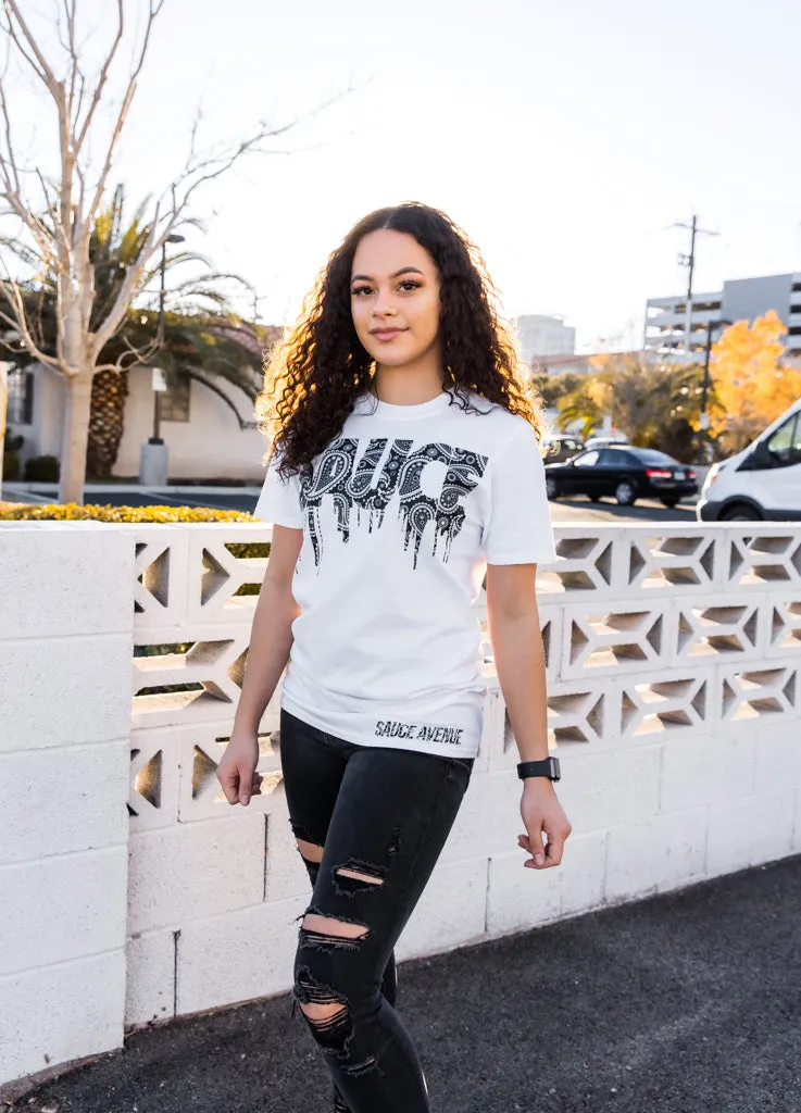 Black Paisley Bandana Sauce | White Tee