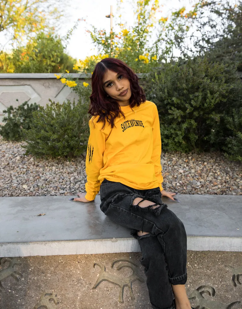 Black SA Curve | Mustard Long Sleeve Tee (Claw Sleeves)