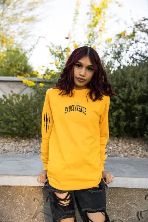 Black SA Curve | Mustard Long Sleeve Tee (Claw Sleeves)