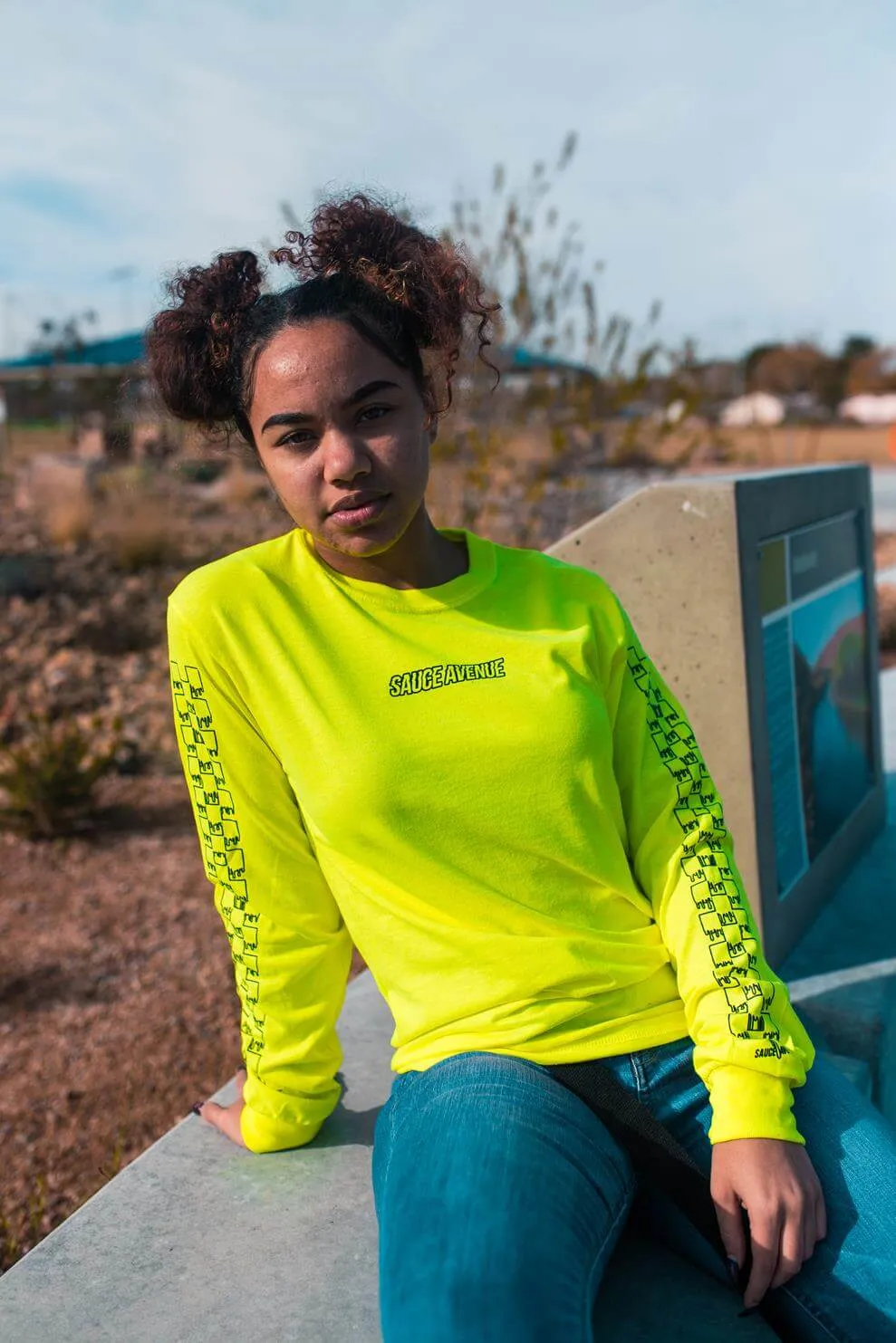 Black SA Outline | Neon Yellow Long Sleeve (Outline Sleeves)