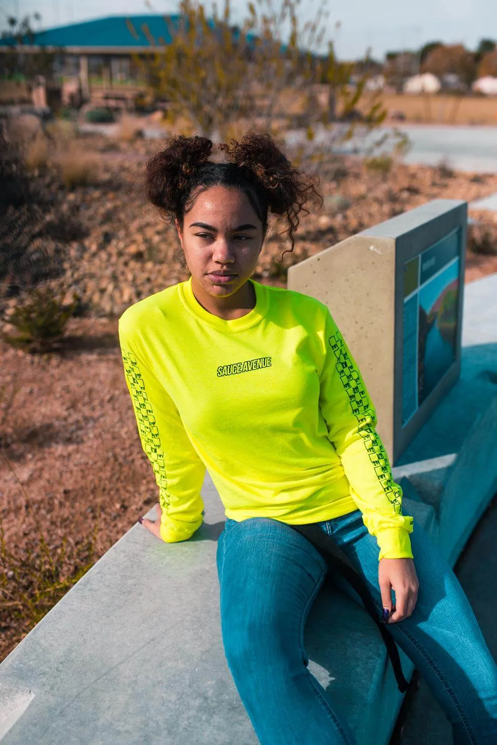 Black SA Outline | Neon Yellow Long Sleeve (Outline Sleeves)