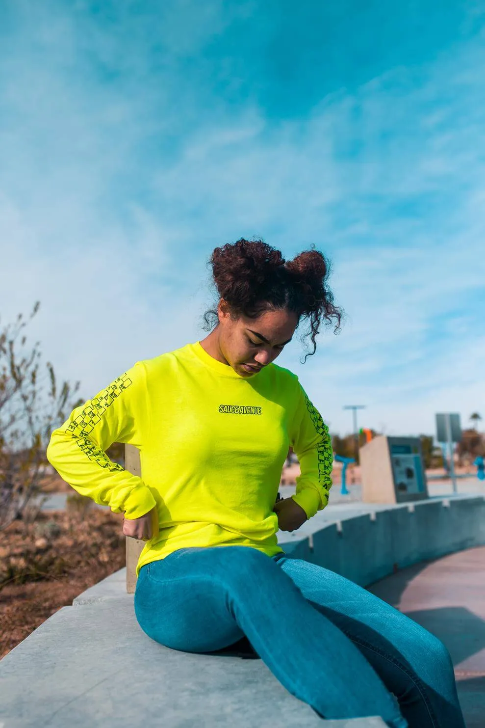 Black SA Outline | Neon Yellow Long Sleeve (Outline Sleeves)