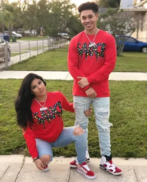Black Sauce Goldfish | Red Long Sleeve Tee