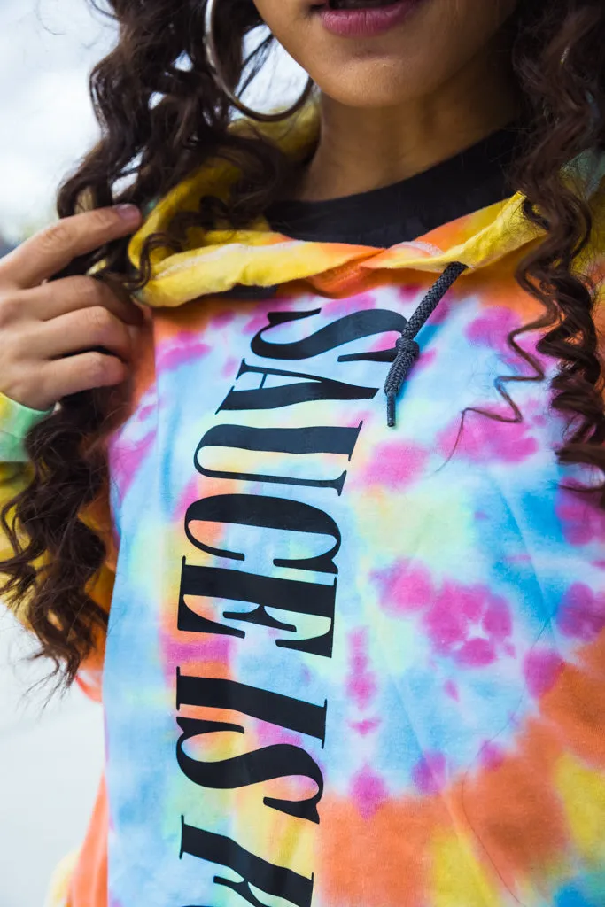 Black Sauce Is Forever (Vertical Big) | Airy Spiral Hooded Tee (LOVE Both Sleeves)