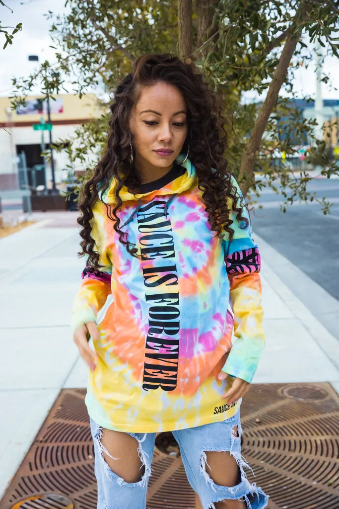 Black Sauce Is Forever (Vertical Big) | Airy Spiral Hooded Tee (LOVE Both Sleeves)